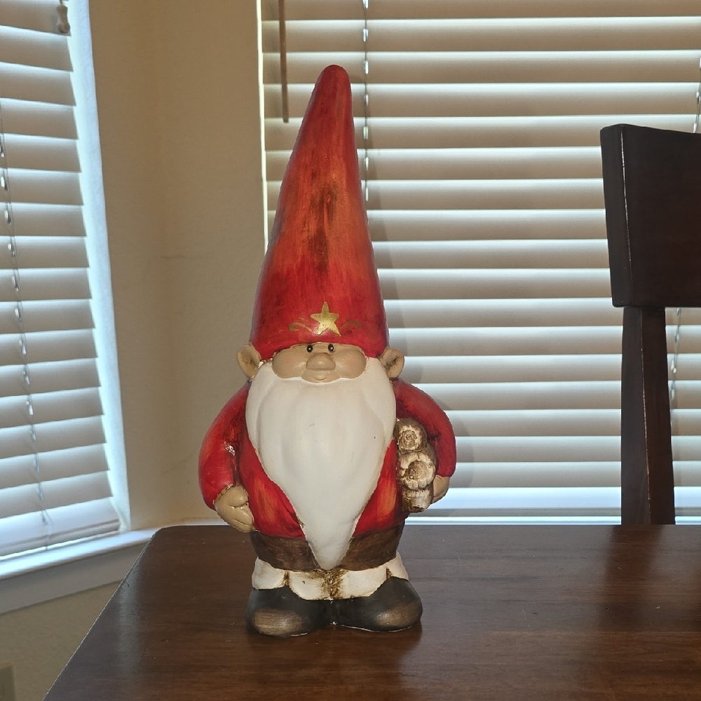 Large Vintage Christmas Pottery Gnome